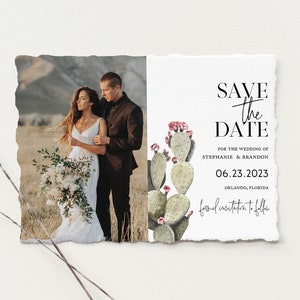 Photo Save the Date, Editable Save the Date Card, Cactus Save the Date Template, Wedding Save the Date, Bohemian, Cactus Desert, WP711