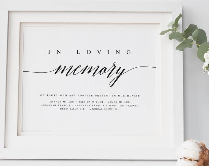 Modern in Loving Memory Wedding Sign Template DIY Wedding Sign Template ...