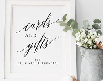 Elegant Modern Cards and Gifts Template Wedding Table Sign Cards Table Sign Gift Table Sign Calligraphy Cards and Gifts Table Sign #WP30