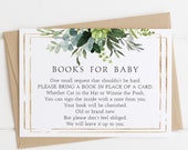 Greenery Books For the Baby Template, Editable Template, Succulent baby Shower , Green Foliage, Book Request Card Template 12