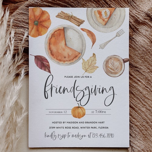 Friendsgiving Invitation Template Thanksgiving Evite Etsy