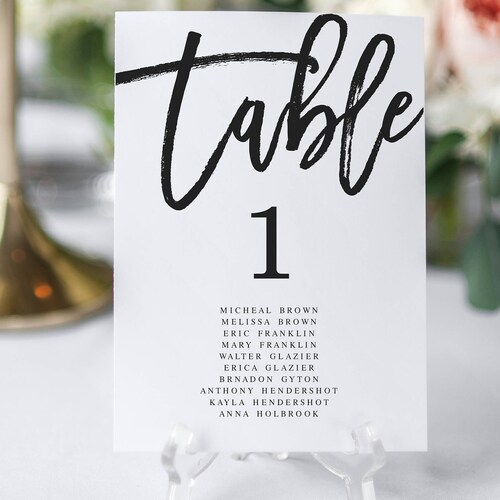 Modern Wedding Seating Chart Black and White Table Numbers Etsy