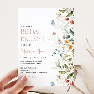 Wildflowers Bridal Brunch Invitation Template, Bridal Brunch Invite, Bridal Shower, Instant Download, Editable Template, Corjl, WP_WF02