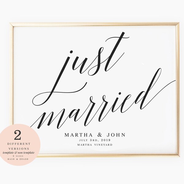 Just Married Wedding Sign Just Married Template Wedding Sign Modern Just Married Sign #WP30