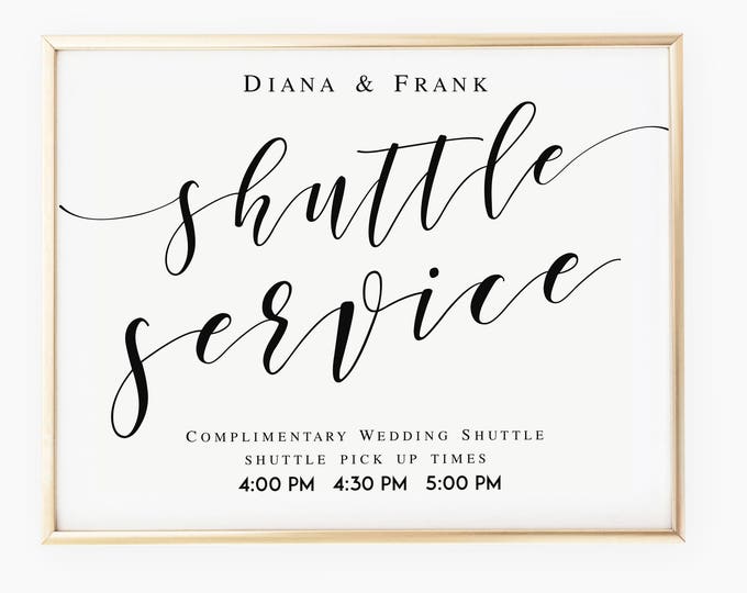 Shuttle Service Wedding Sign Template Wedding Shuttle Sign Template Wedding Printable Shuttle ...