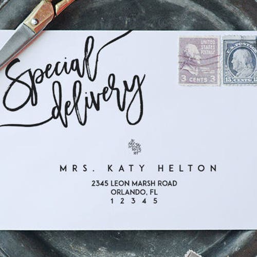 Modern Envelope Address Template Special Delivery Envelope Etsy