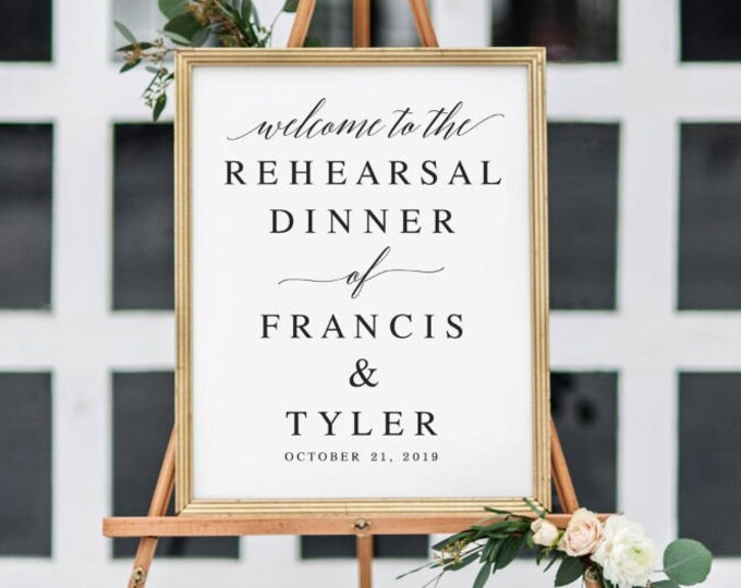 Large Elegant Rehearsal Dinner Template Sign Rehearsal Dinner Sign Welcome Wedding Sign Wedding ...