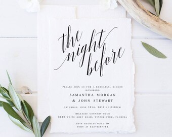 Elegant The Night Before Rehearsal Dinner Invitation Template Modern Rehearsal Dinner Template Calligraphy Invitation Wedding Rehearsal