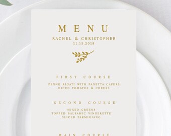 Gold Elegant Wedding Menu Template Wedding Menu Editable | Etsy