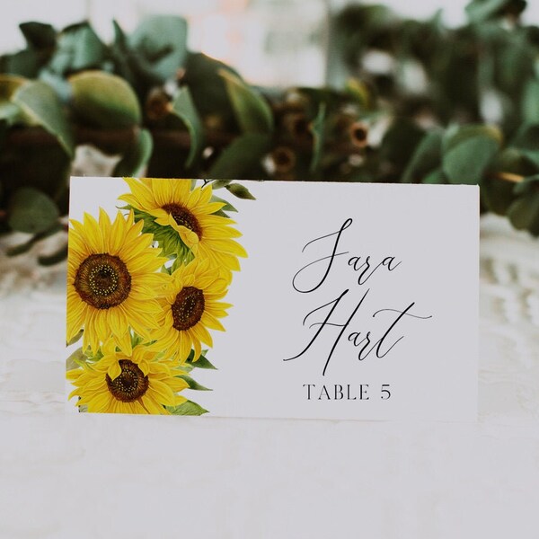 Sunflower Place Card - Etsy