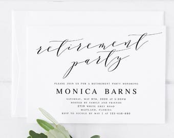 white floral retirement party invitation template printable etsy