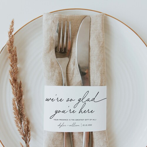 Napkin Ring Menu Template Wedding Wrap Menu Wedding Napkin - Etsy