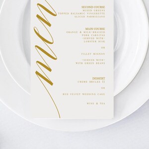 Gold Elegant Wedding Menu Template Wedding Menu Editable - Etsy