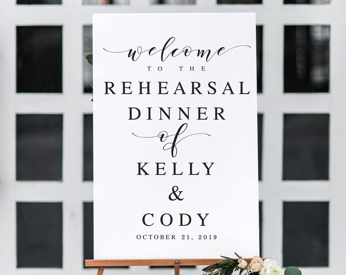 Large Calligraphy Rehearsal Dinner Template Sign Rehearsal Dinner Sign Welcome Wedding Sign ...
