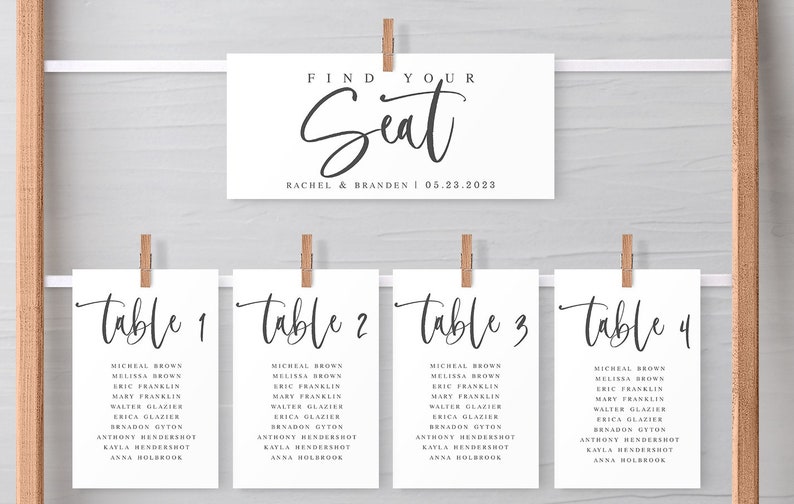 Table Number Chart Wedding