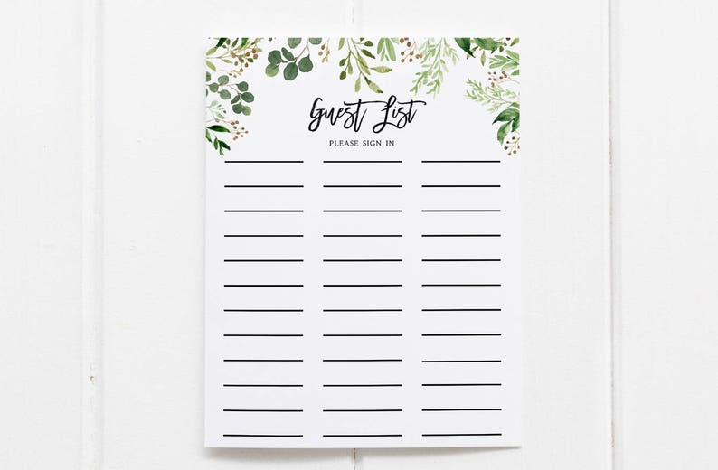 Greenery Visitor Listing Printable Visitor Checklist Indication Within Sheet Guestbook Signal within Sheet Bridal Shower Visitor Listing Greenery botanical foliage photograph regarding Printable Guest List named Greenery Visitor Record Printable Visitor Record Indication Inside Sheet Guestbook Signal within Sheet Bridal Shower Visitor Record Greenery botanical foliage
