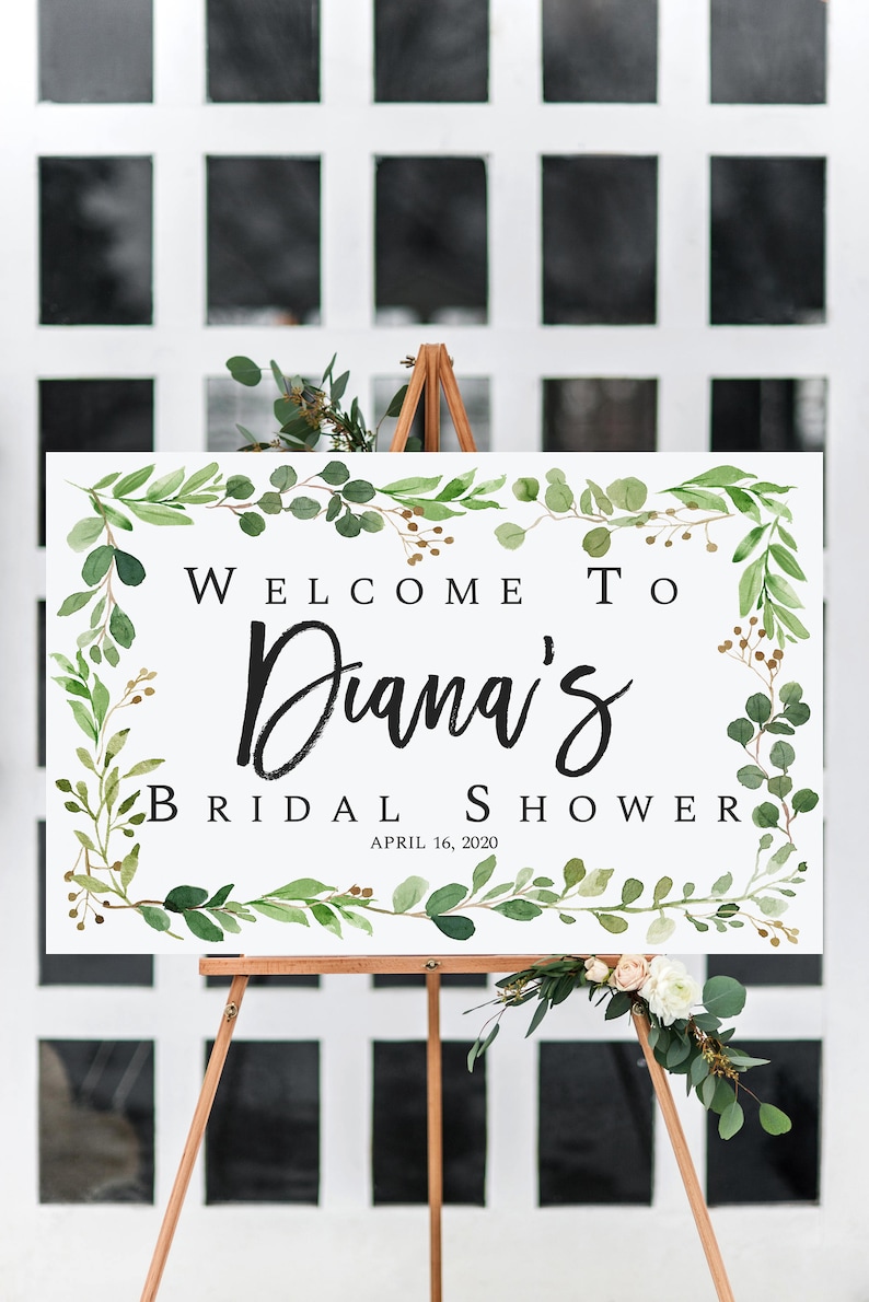 Greenery Bridal Shower Welcome Sign Template Greenery Bridal Shower 