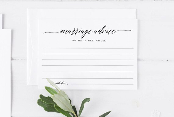 Marriage Advice For The Bride And Groom Template Wedding Etsy