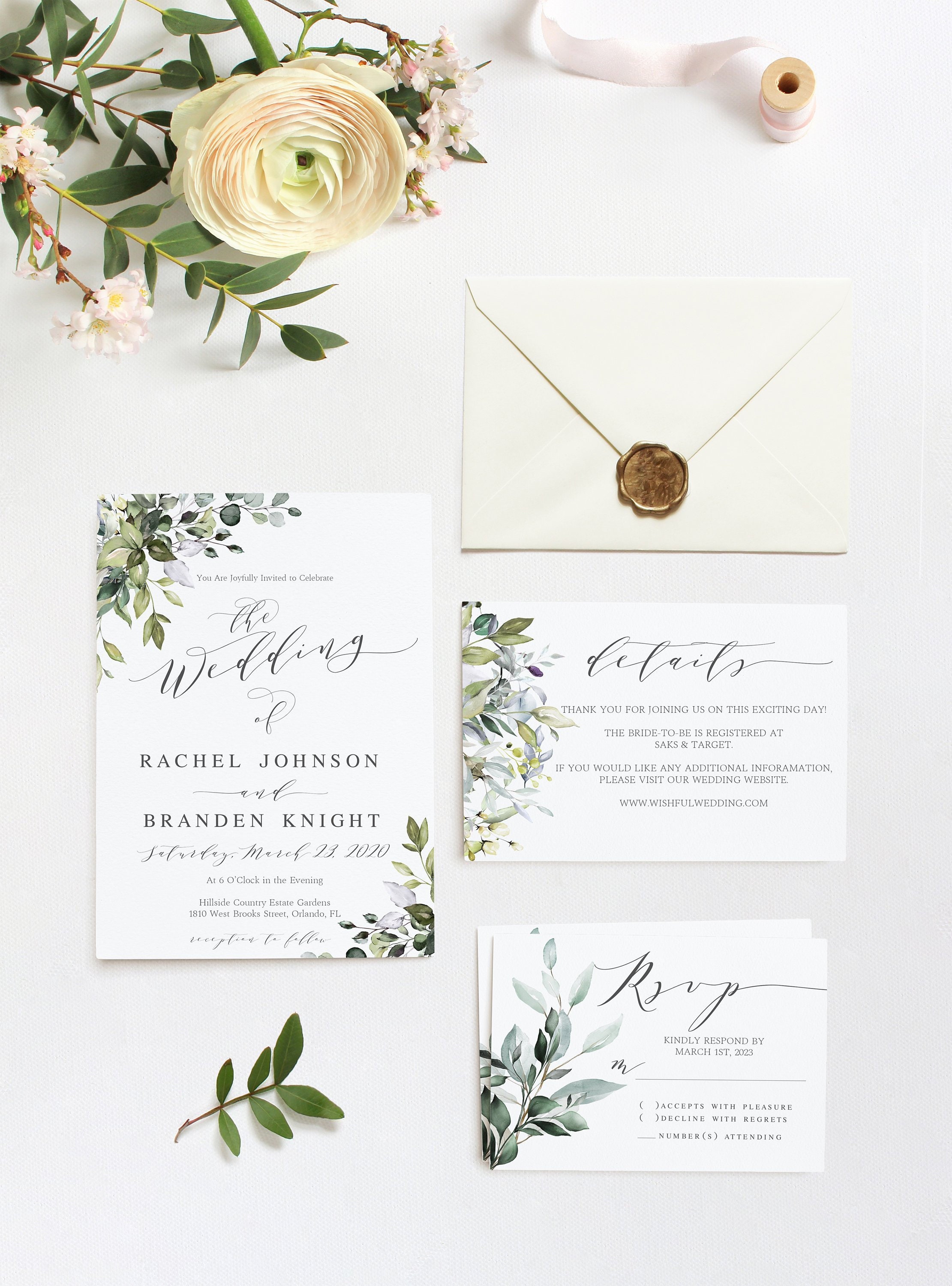Greenery Wedding Invitation Template, Green Foliage Wedding Invite ,  Editable Template, Garden Wedding, Wedding Template, Rustic Wedding 20