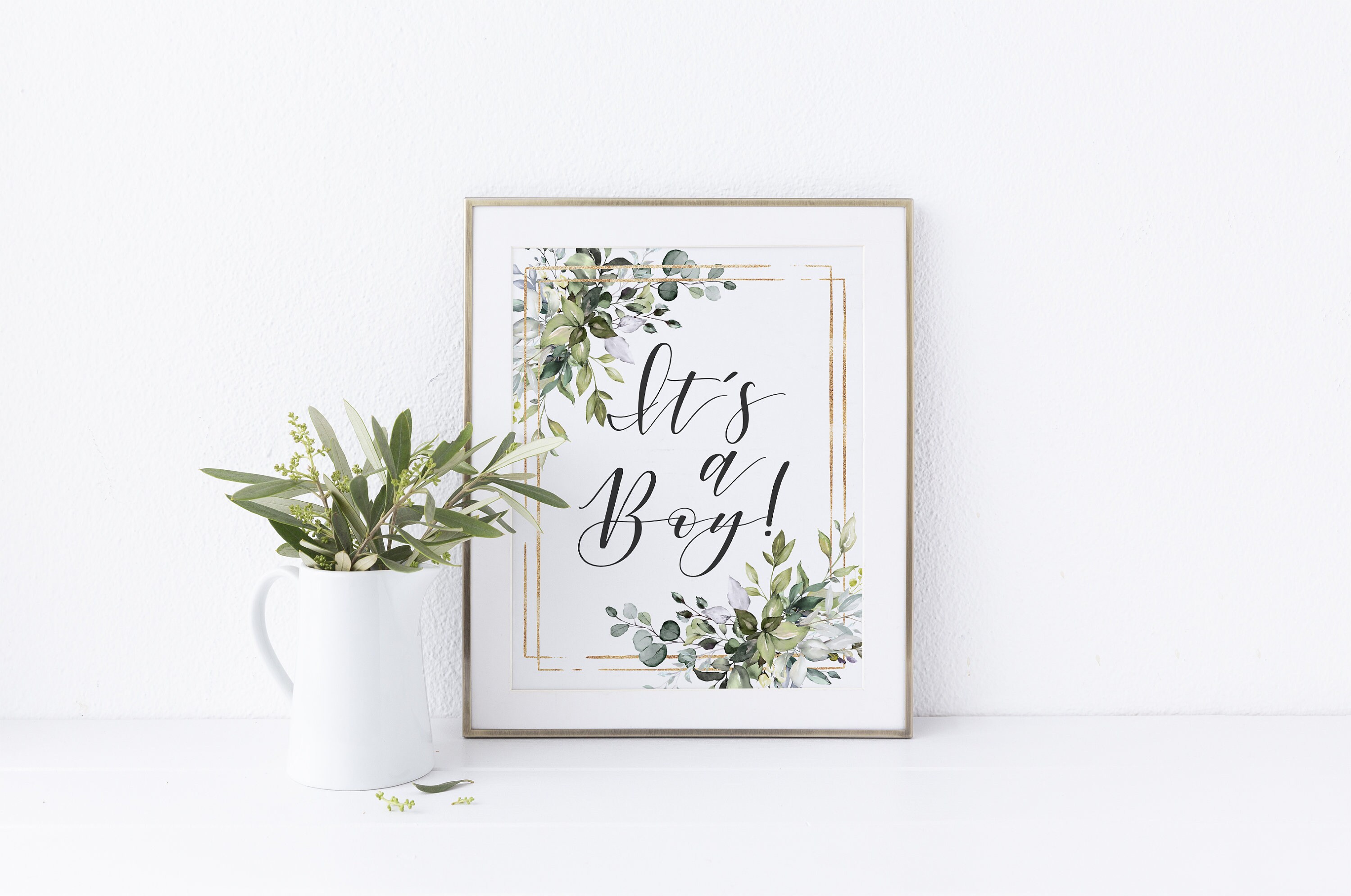 It's a Boy Sign Printable Greenery Its a Boy Sign Baby - Etsy