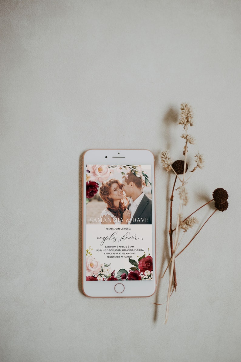 Couples Shower Electronic Evite Photo Burgundy Couples Shower Etsy