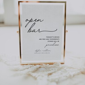 Open Bar Sign Wedding Bar Sign Printable Wedding Bar - Etsy