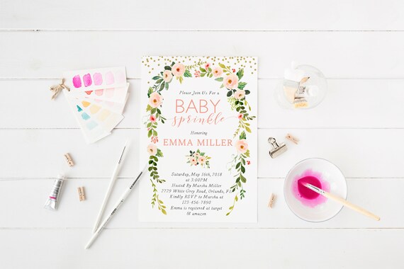 pink floral greenery baby