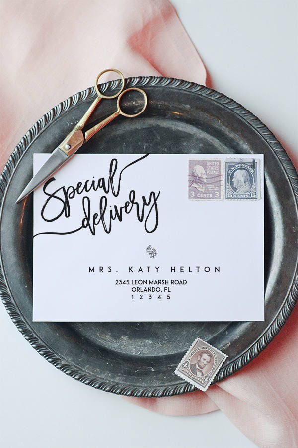 Envelope Address Template Special Delivery Envelope Address Etsy