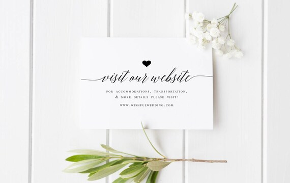 Wedding Website Card Insert Template Editable Website Card Diy Etsy