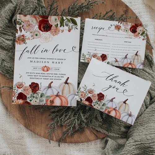 Printable Fall Bridal Shower Invitation Fall in Love Bridal Etsy Canada