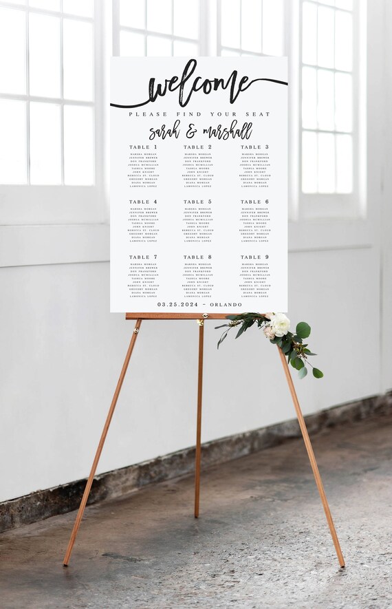 Large Wedding Seating Chart