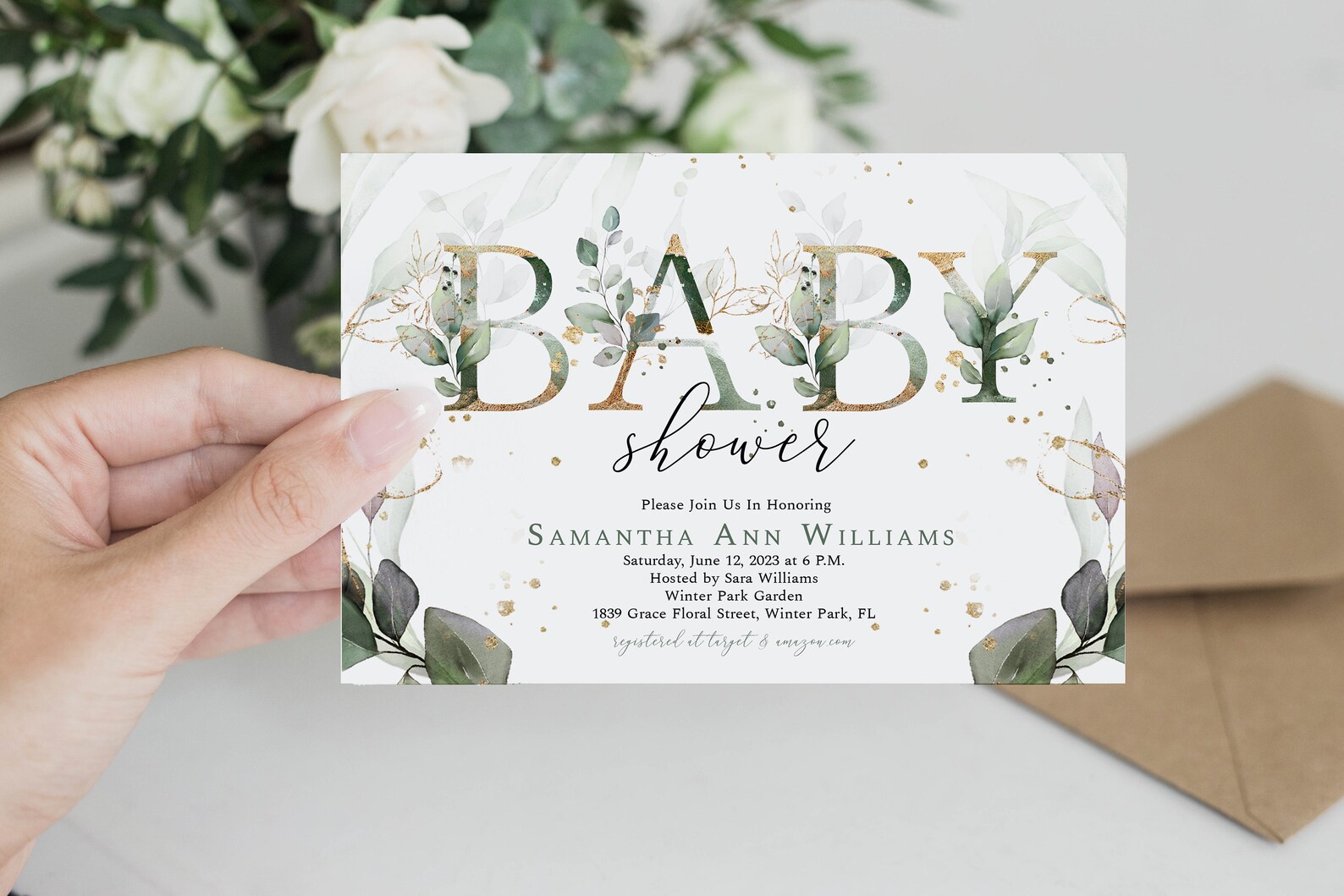 Greenery Baby Shower Invitation Template Gender Neutral Etsy Australia