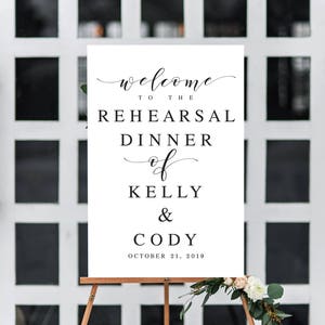 Large Calligraphy Rehearsal Dinner Template Sign Rehearsal Dinner Sign Welcome Wedding Sign ...