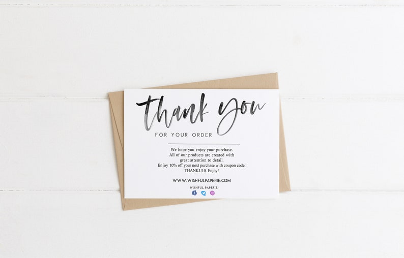 modern thank you for your order cards template small