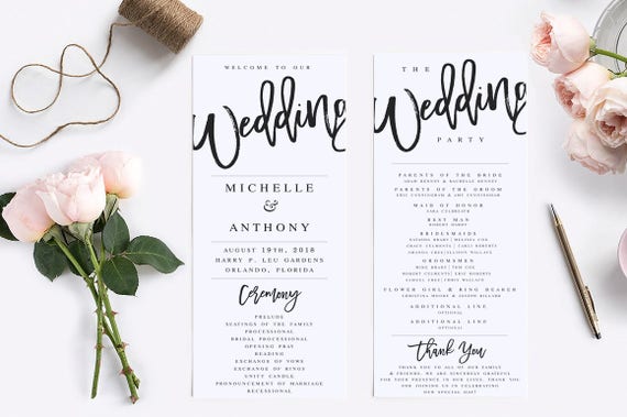 Wedding Program Template Modern Wedding Program Template Etsy