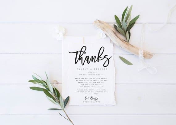 Calligraphy Modern Wedding Thank You letter Template Wedding Thank You Template Thank you Note Template Wedding Letter Template #WP20
