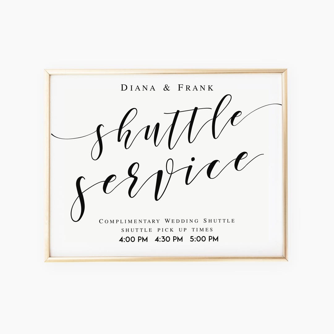 Shuttle Service Wedding Sign Template Wedding (Instant Download) - Etsy