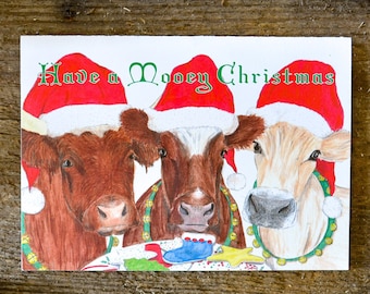 Cow Christmas Card - Farm Christmas Card - Boxed Christmas Card - Personalized - C70