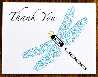 Dragonfly Thank You Cards - Dragonfly Items - Insect Art - Handmade Cards - Music Teacher Gift - C15