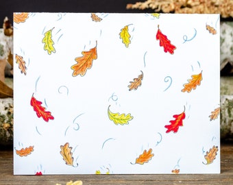 Oak Leaves Fall Greeting Card - Fall Leaves Note Card - Fall Notecards - Fall Greeting Cards - Personalized Greeting Cards - C124