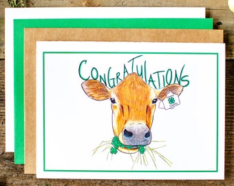 4-H Personalized Cow Congratulations Card with Border - C83