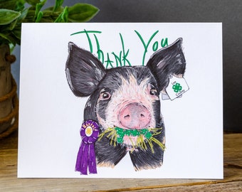 4-H Berkshire Pig Personalized Thank You Cards - C112