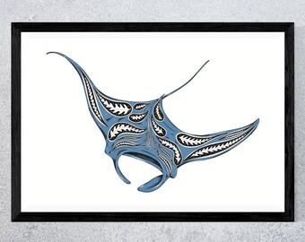 Manta Ray Digital Wall Art Print - Wall Art - Ocean Print - Animal Art - Digital Prints - Home Decor - P5