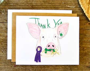 4-H Personalized York Pig Thank You Cards - C68