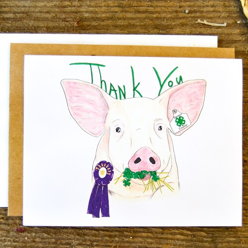 Show Pig Thank You Cards 4 Pack Etsy