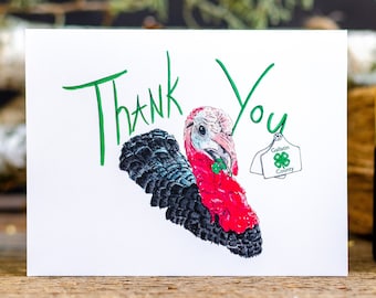 4-H Turkey Personalized Thank You Cards - Black Turkey Cards - 4H Thank You Cards - C123