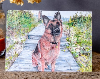German Shepherd Blank Greeting Card - Cute Dog Card - Dog Greeting Card - Blank Dog Card - Personalized Greeting Card - C92