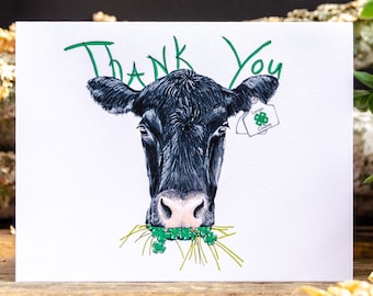 Personalized 4-H Black Angus Cow Thank You Cards - C127