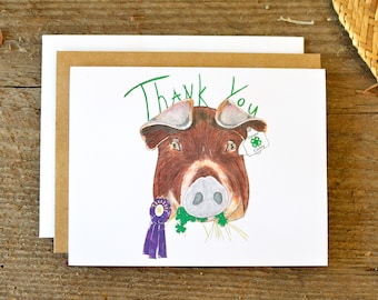 4-H Personalized Duroc Show Pig Thank You Cards - C86