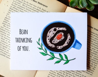 Bean Thinking of You Blank Greeting Cards - Funny Thinking of you Cards - I Miss You Card - Long Distance Card - C55